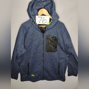 Snickers Workwear Full Zip Up Blue Hoodie Drawstring Men's Size XXL